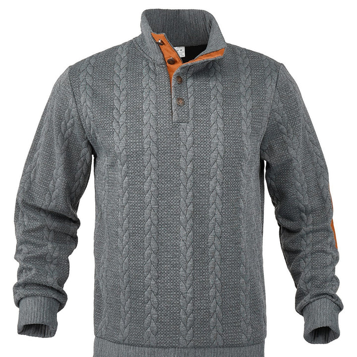 Herren Strickpullover mit modischem Stehkragen und strukturierter Oberfläche Aliams