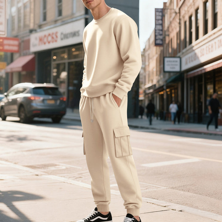 Herren gemütliches Freizeit-Set aus atmungsaktivem Stoff mit praktischen Taschen Aliams