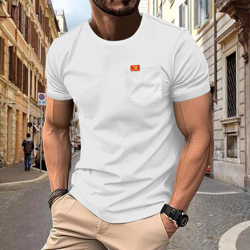 Herren Premium Rundhals T-Shirt mit Brusttasche Aliams