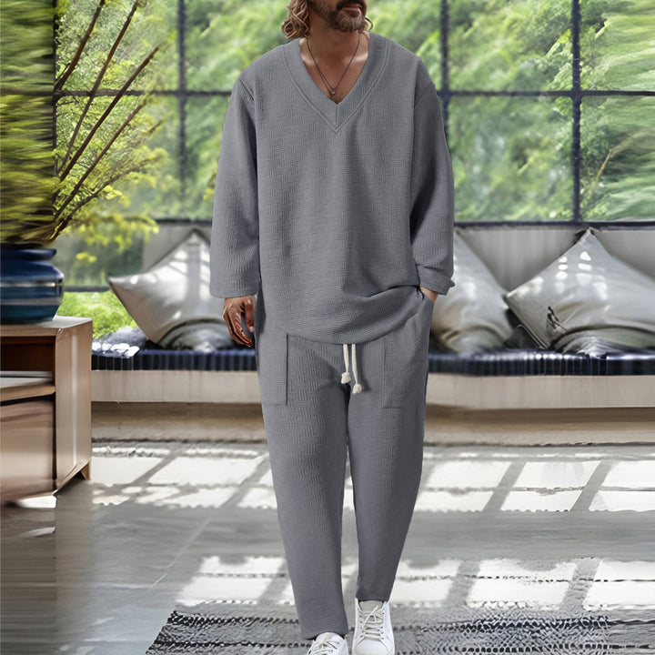 Herren gemütlicher Lounge-Anzug mit V-Ausschnitt Aliams