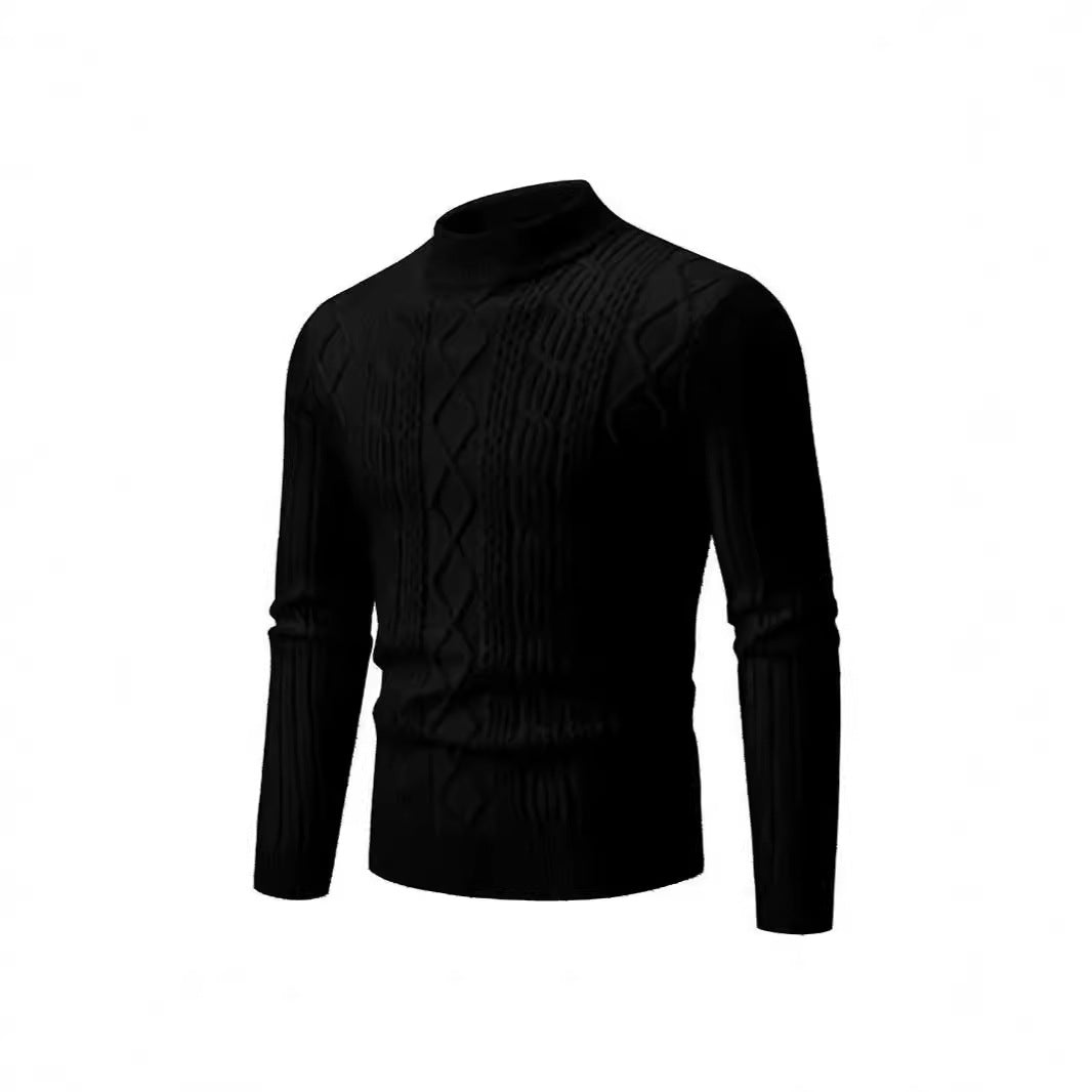 Herren Strickpullover mit Stehkragen und Kabelmuster Aliams