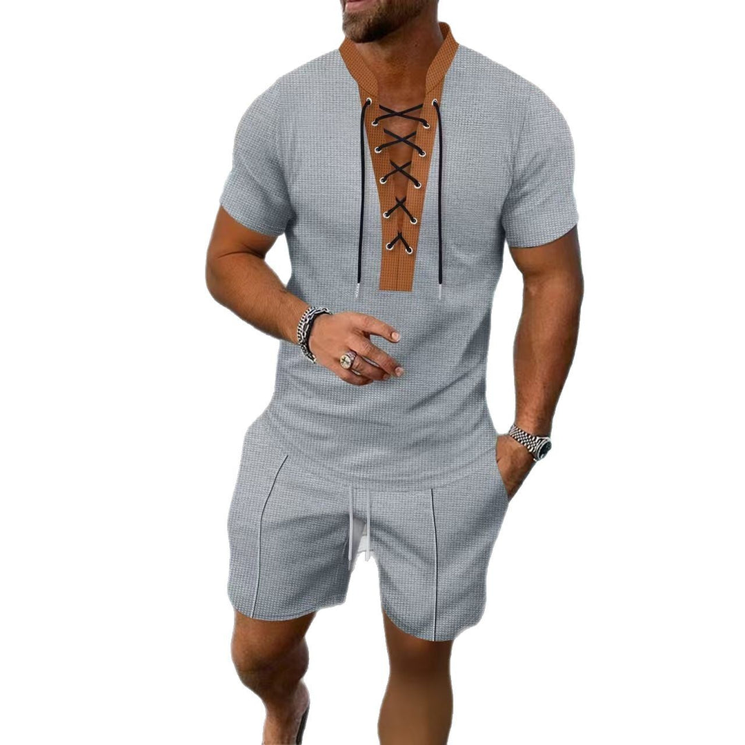 Herren Sportliches Oberteil mit modischer Schnürung und Shorts Aliams