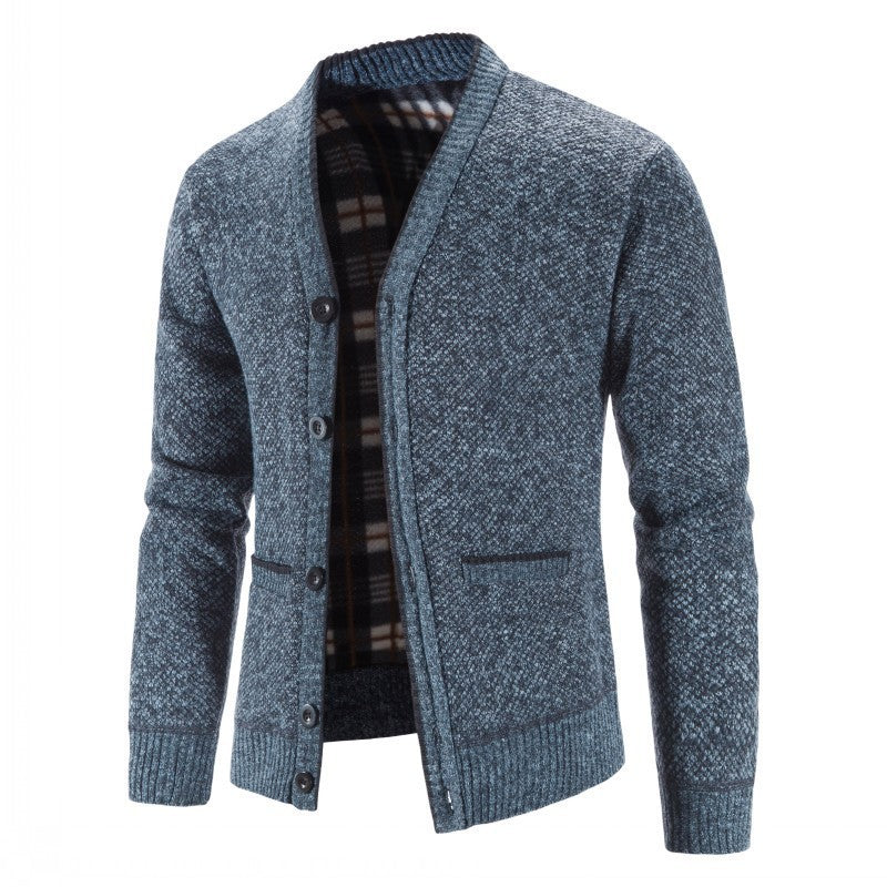 Herren Warm gefütterte Strickjacke mit modischem Schnitt Aliams