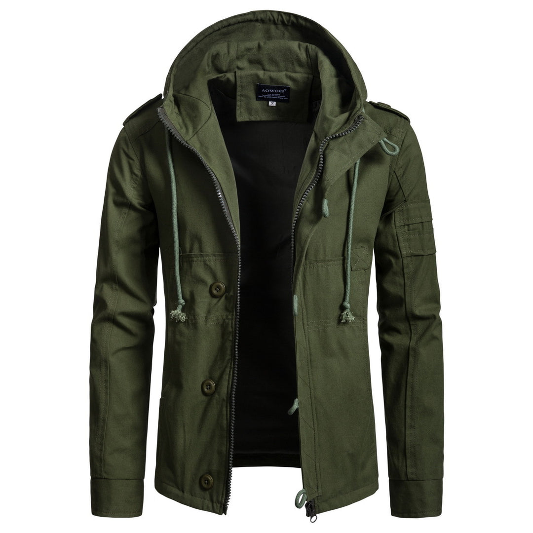 Herren funktionale Outdoor-Jacke mit hohem Kragen und praktischen Taschen Aliams