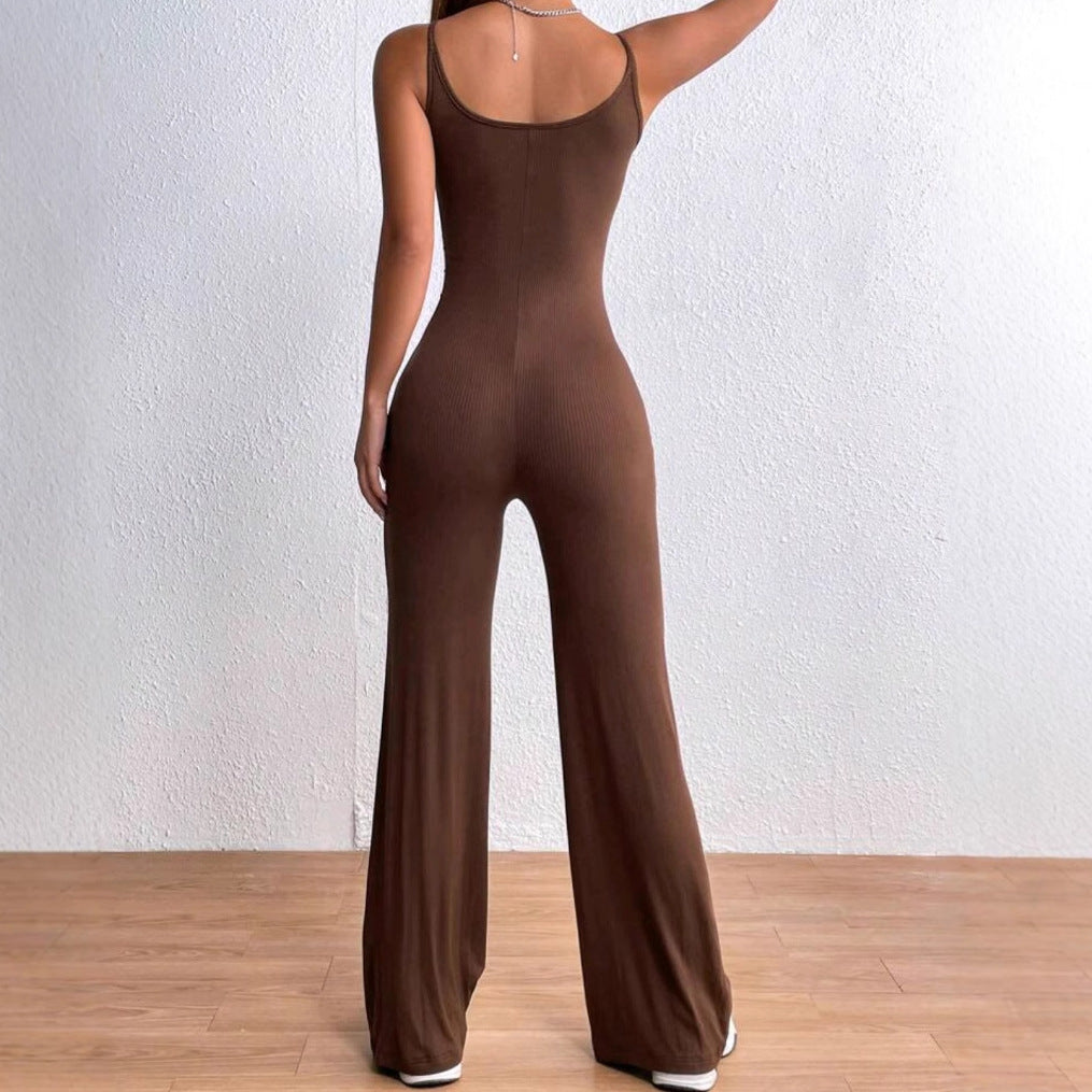 Damen Eleganter Jumpsuit mit verstellbaren Spaghettiträgern und figurschmeichelndem Schnitt Aliams