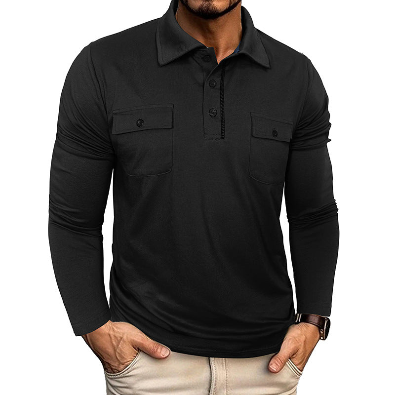 Herren Poloshirt mit modischen Taschen Aliams