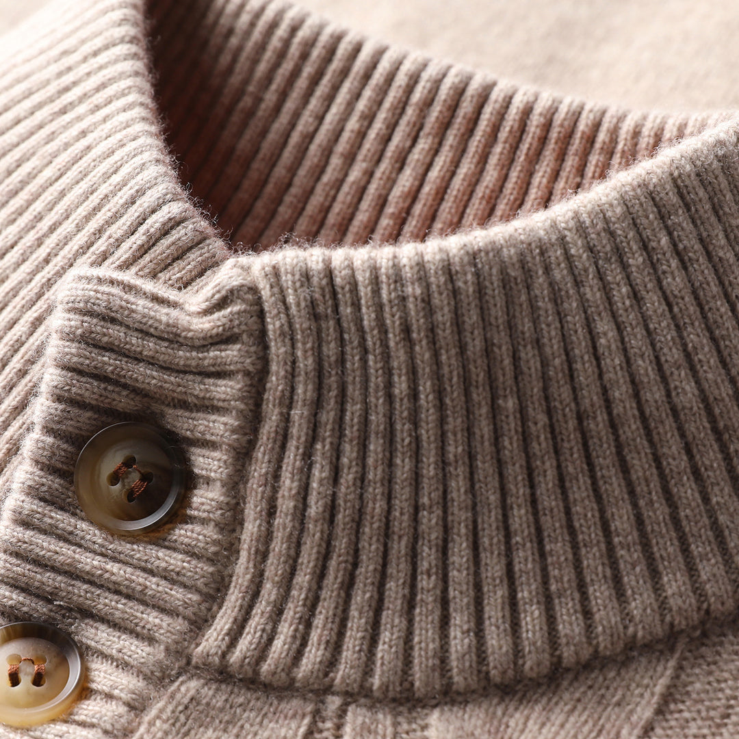 Herren Strickpullover mit Stehkragen und Knopfleiste Aliams