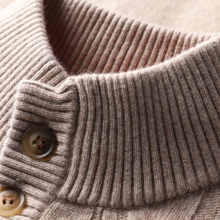 Herren Strickpullover mit Stehkragen und Knopfleiste Aliams