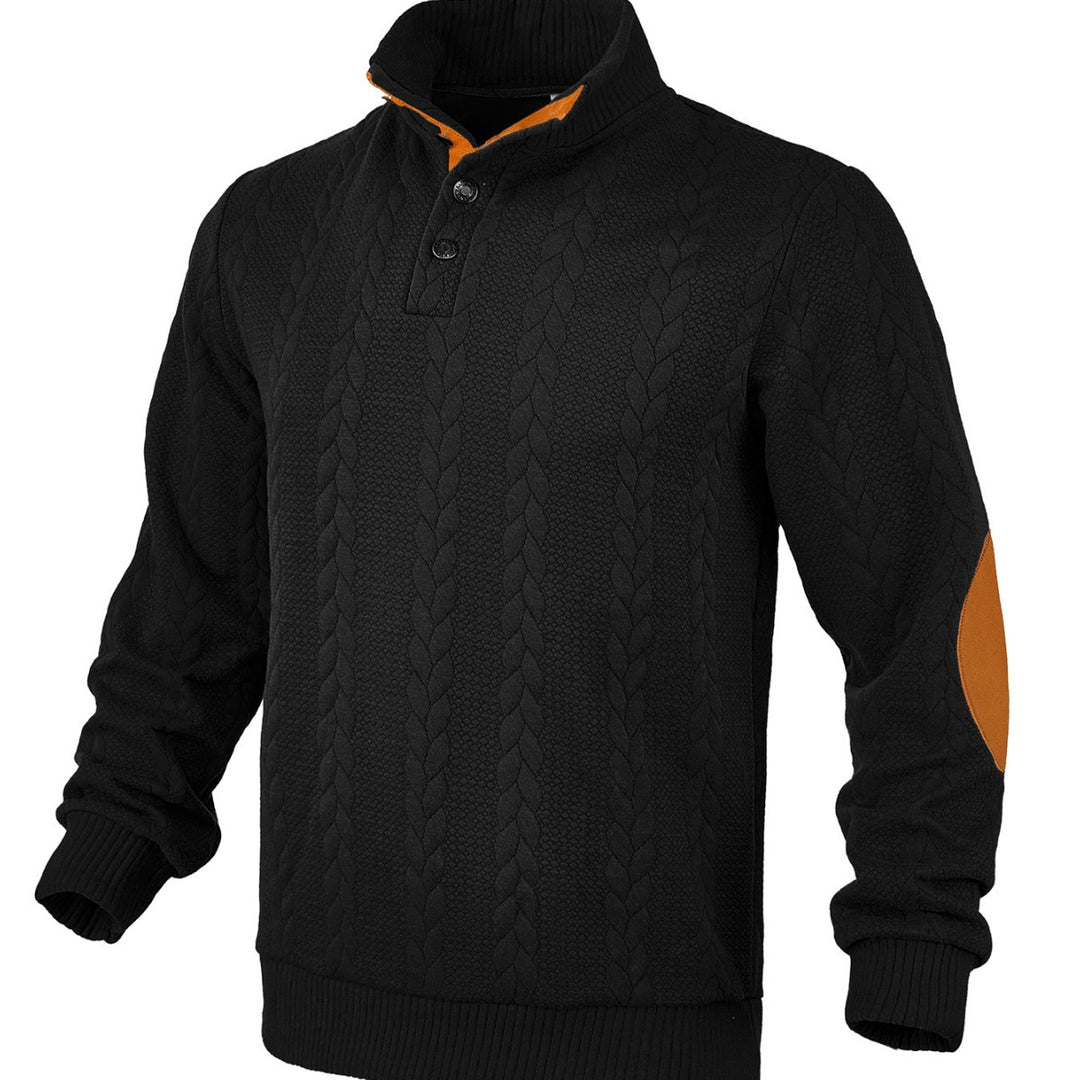 Herren Pullover mit strukturierter Oberfläche und modischen Lederakzenten Aliams