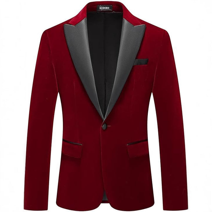 Herren eleganter Smokingblazer mit satinierter Revers und feiner Struktur Aliams