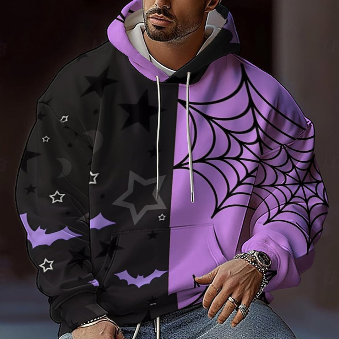 Herren Kapuzensweater mit kreativen Halloween-Motiv und lockerer Passform Aliams