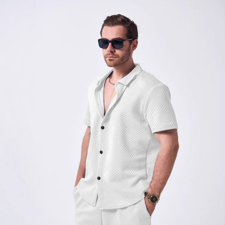 Herren Kurzarm-Hemd mit strukturiertem Design und modernen Akzenten Aliams