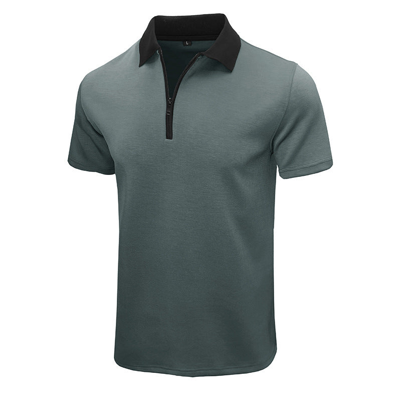 Herren Kurzarm Poloshirt mit Reißverschluss und kontrastierendem Kragen Aliams