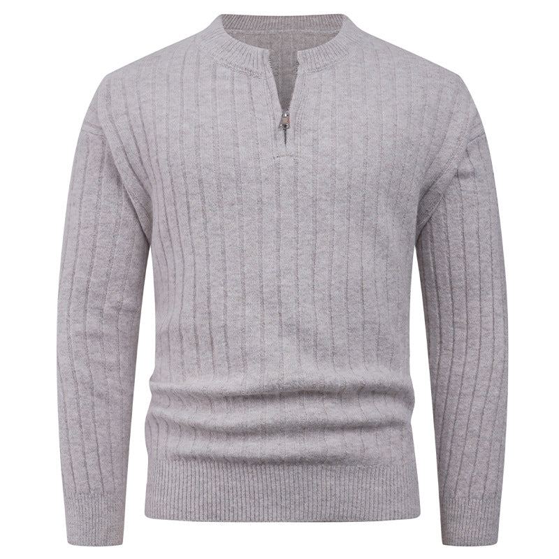 Herren Strickpullover mit hohem Kragen und modernem Reißverschluss Aliams