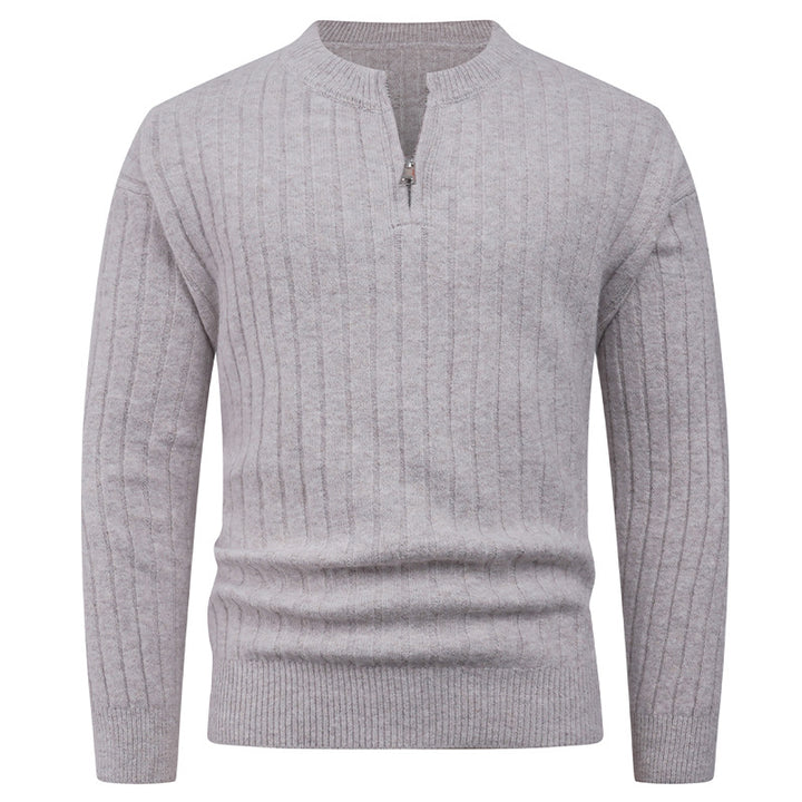 Herren Strickpullover mit hohem Kragen und modernem Reißverschluss Aliams