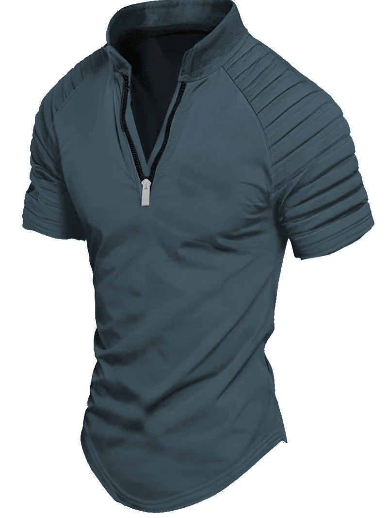 Herren Sportliches Kurzarm-Zip-Shirt Aliams