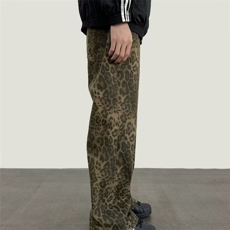 Herren entspannte Leoprint-Hosen im lässigen Schnitt Aliams