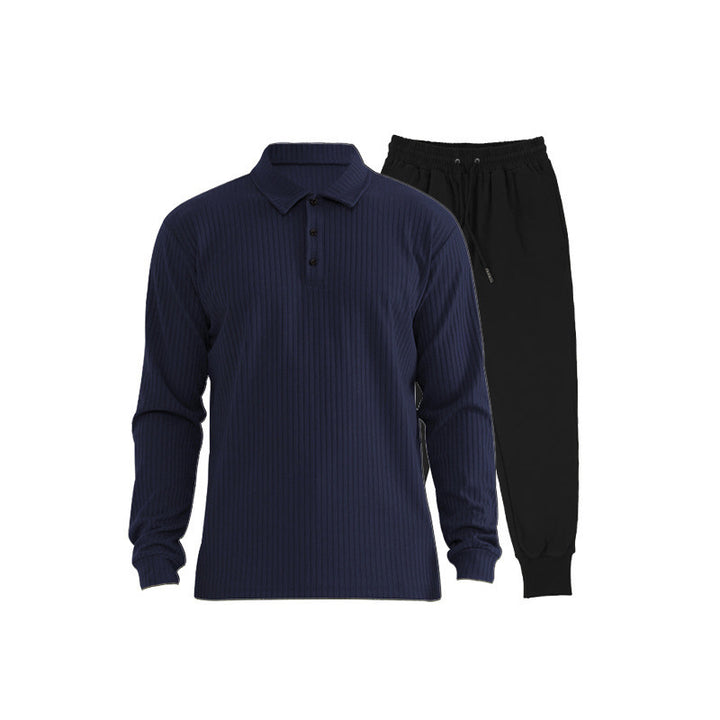 Herren Sportliches Langarm-Polo und Jogginghose Set Aliams