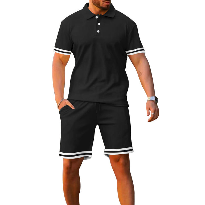 Herren Sportliches Polo- und Shorts-Set mit kontrastierenden Streifen Aliams