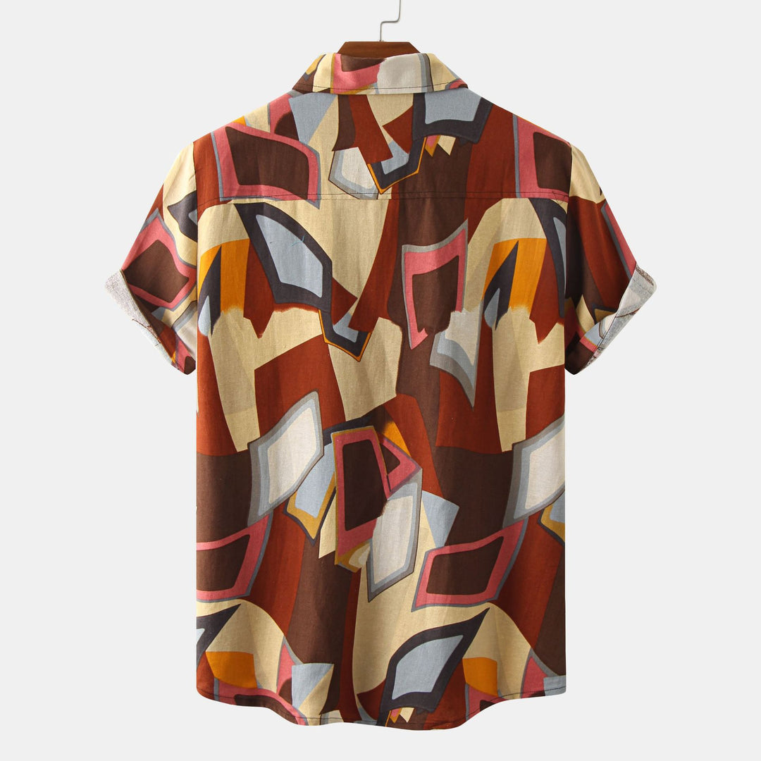 Herren Kurzarmhemd mit auffälligem Grafikdesign Aliams