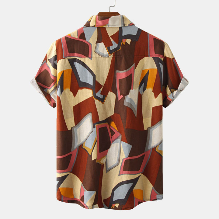 Herren Kurzarmhemd mit auffälligem Grafikdesign Aliams
