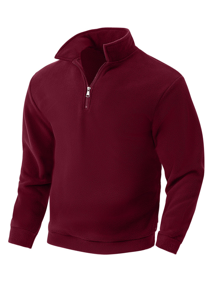 Herren Fleece-Pullover mit halbem Reißverschluss und hohem Kragen Aliams