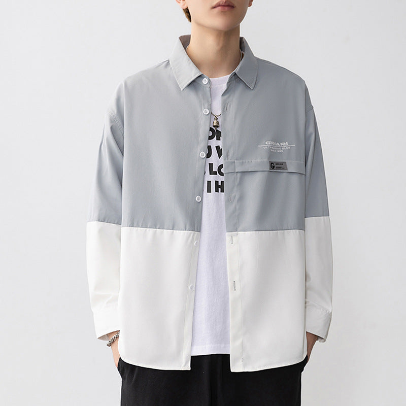 Herren Gestreiftes Langarmhemd mit Taschen Aliams