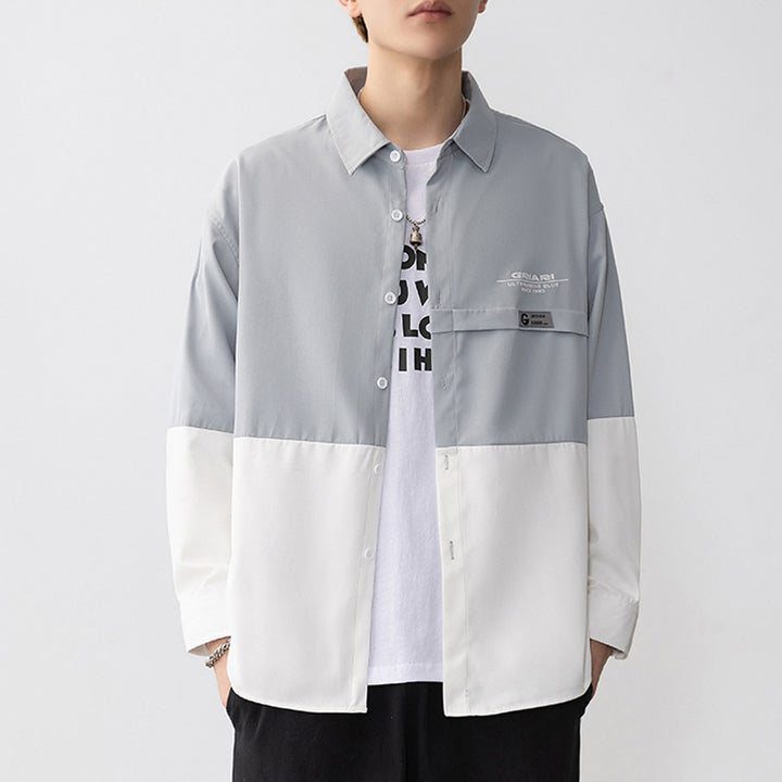 Herren Gestreiftes Langarmhemd mit Taschen Aliams