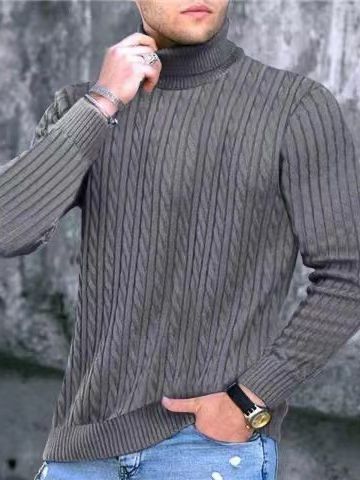 Herren Rollkragenpullover mit strukturiertem Strickmuster Aliams