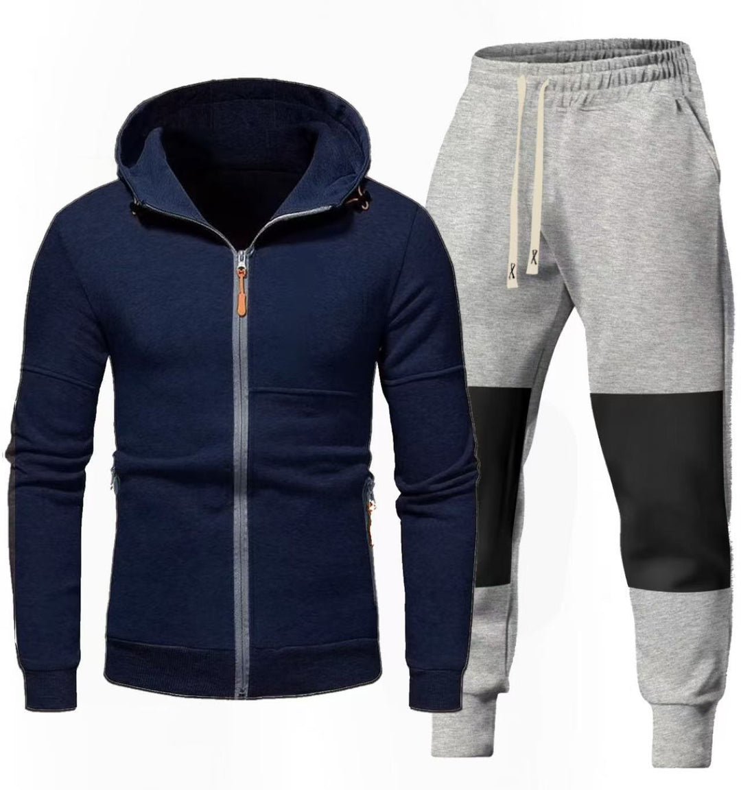 Herren Sportliches Hoodie- und Jogginghose-Set mit Funktionalen Reißverschlusstaschen Aliams