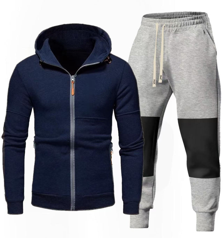Herren Sportliches Hoodie- und Jogginghose-Set mit Funktionalen Reißverschlusstaschen Aliams