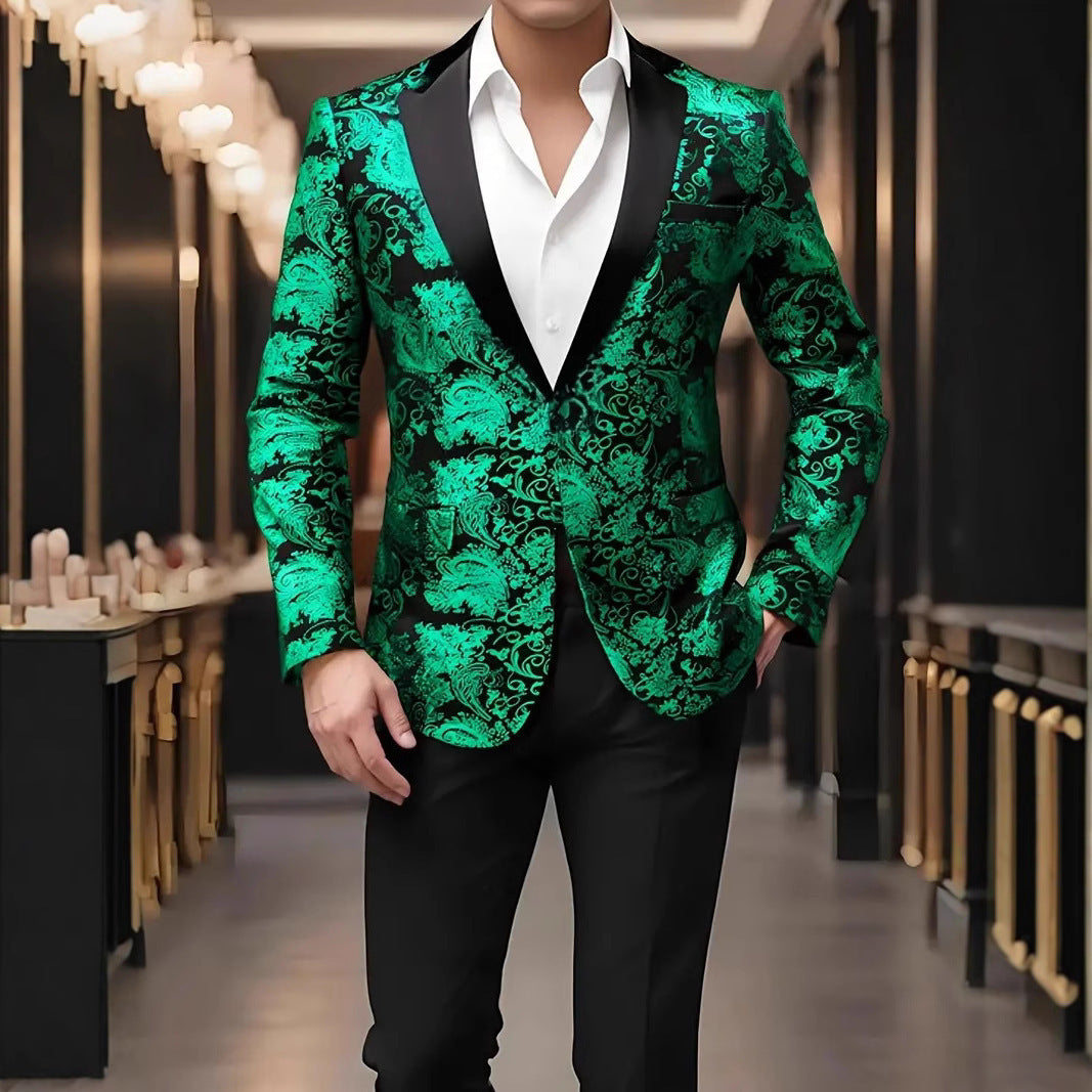 Herren extravagantes Paillettenblazer mit floralem Design Aliams