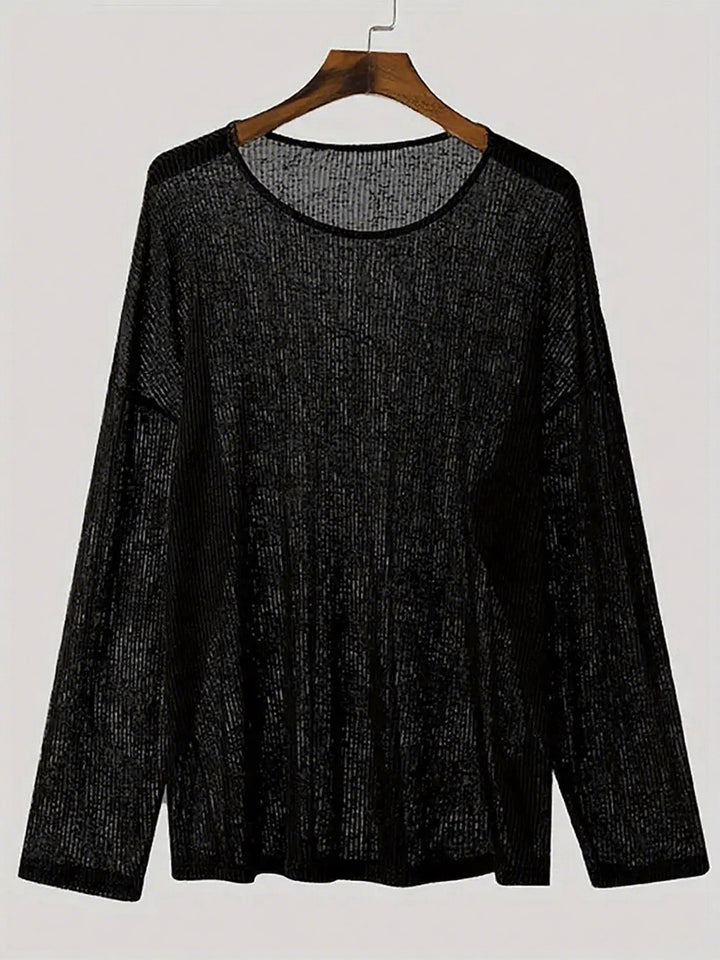 Damen Langarmshirt mit strukturiertem Rippenmuster und lässigem Schnitt Aliams