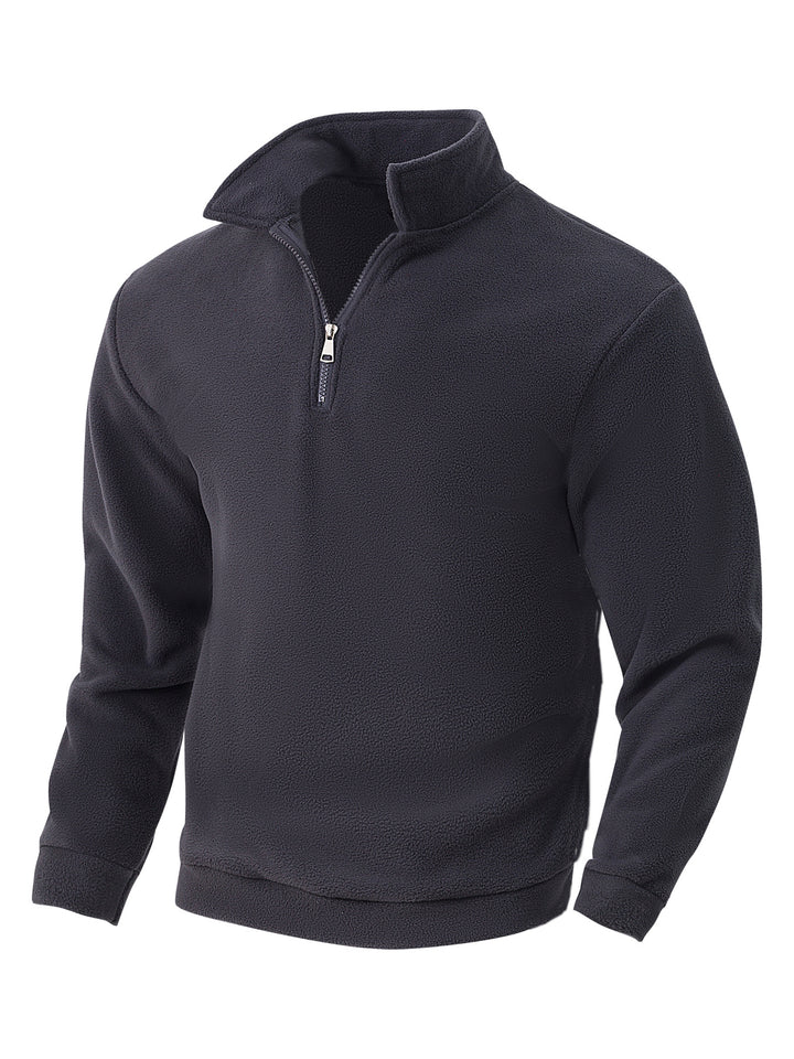 Herren Fleece-Pullover mit halbem Reißverschluss und hohem Kragen Aliams