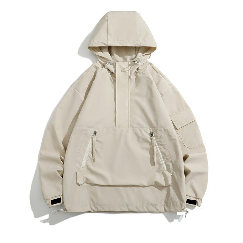 Herren Wasserabweisende Outdoor-Jacke mit großer Kapuze und praktischen Taschen Aliams