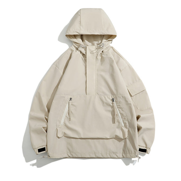 Herren Wasserabweisende Outdoor-Jacke mit großer Kapuze und praktischen Taschen Aliams