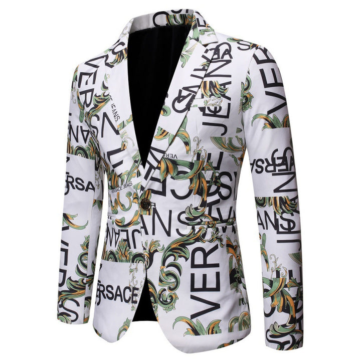 Herren Designer-Blazer mit kreativem Schriftzug Aliams