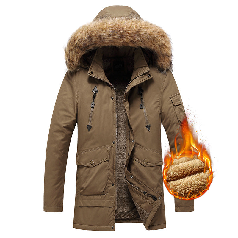 Herren isolierte Winterjacke mit hochwertigem Kunstfellkragen Aliams