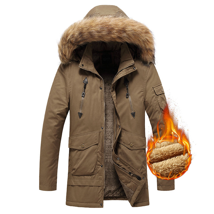 Herren isolierte Winterjacke mit hochwertigem Kunstfellkragen Aliams