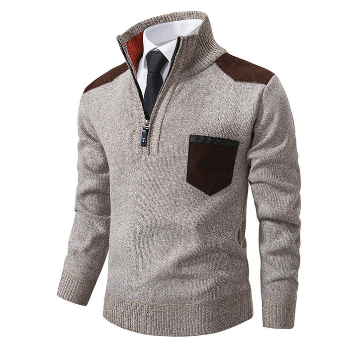 Herren eleganter Pullover mit halbhohem Kragen und feinen Kontrastdetails Aliams