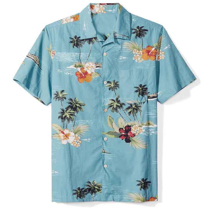Herren Kurzarm-Hemd im modernen Hawaii-Design mit floralem Muster und hochwertigem Stoff Aliams