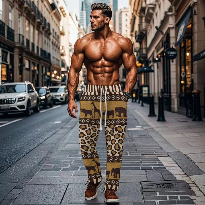 Herren elastische Jogginghose mit schickem Wasser-Motiv und praktischen Eingrifftaschen Aliams