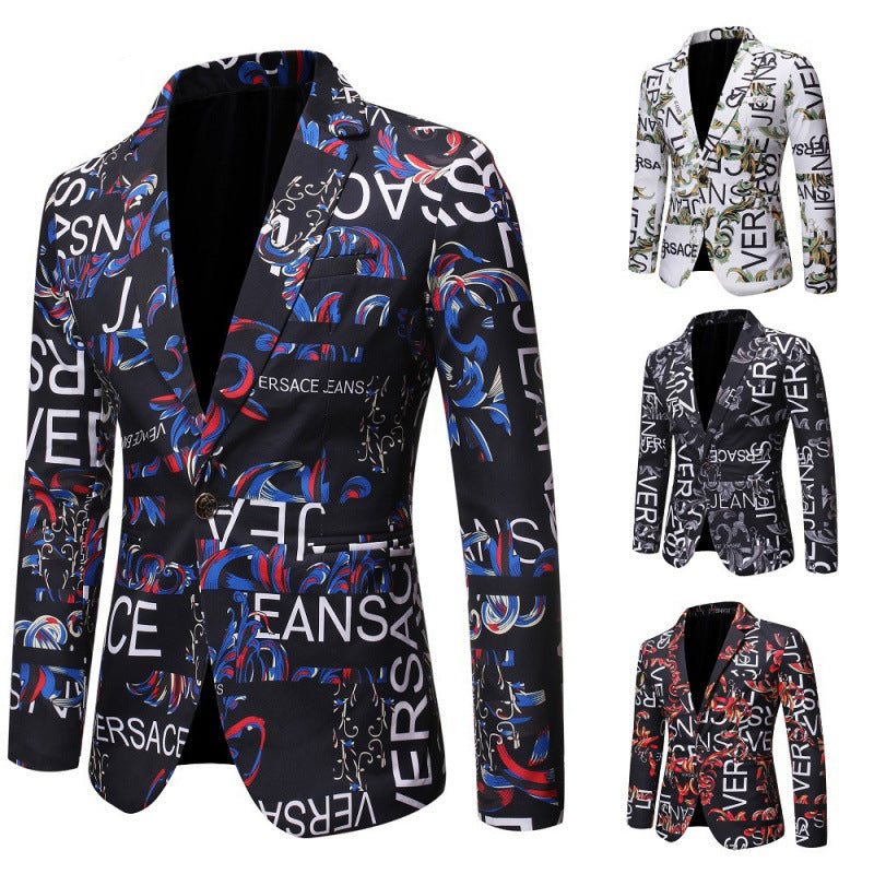 Herren Designer-Blazer mit kreativem Schriftzug Aliams