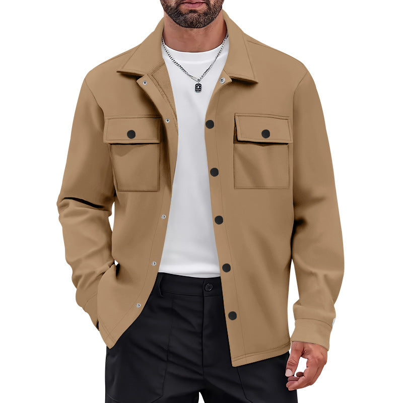 Herren vielseitige Flanelljacke mit aufgesetzten Taschen und modernem Schnitt Aliams