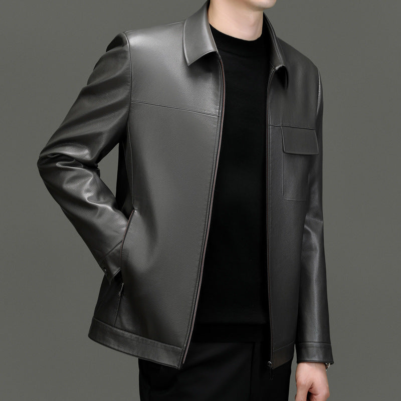 Herren Kunstlederjacke mit praktischen Reißverschlusstaschen Aliams
