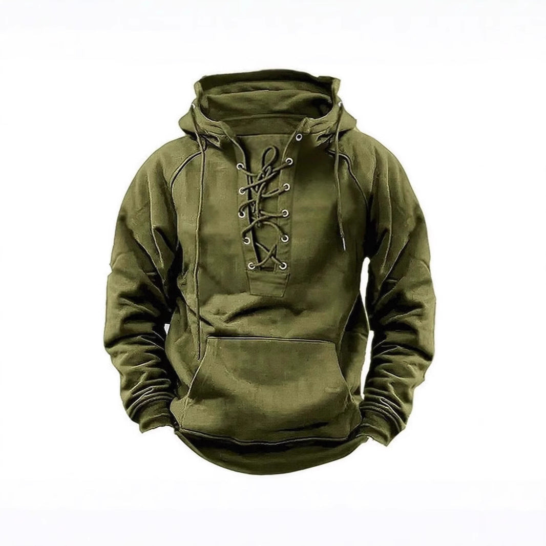 Herren Kapuzenpullover mit innovativem Schnürdesign und weichem Innenfutter Aliams