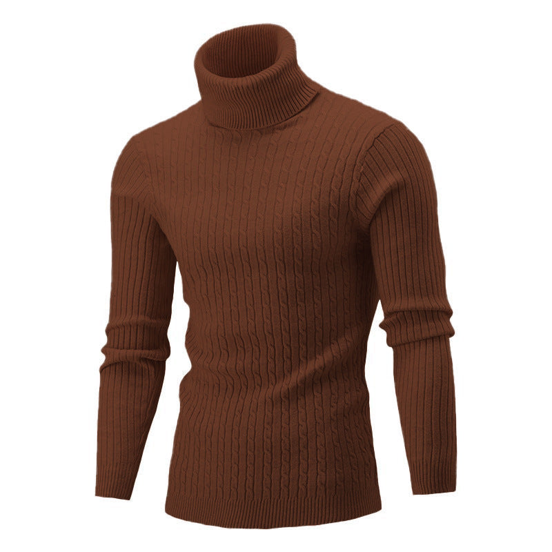 Herren Eleganter Strickpullover mit Stehkragen und feinem Zopfmuster Aliams