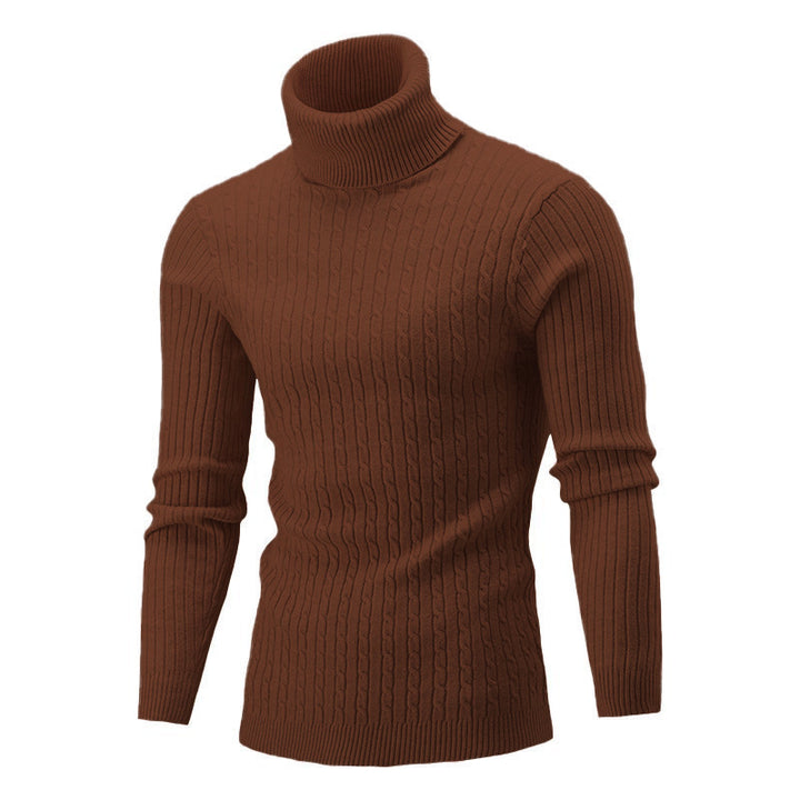 Herren Eleganter Strickpullover mit Stehkragen und feinem Zopfmuster Aliams