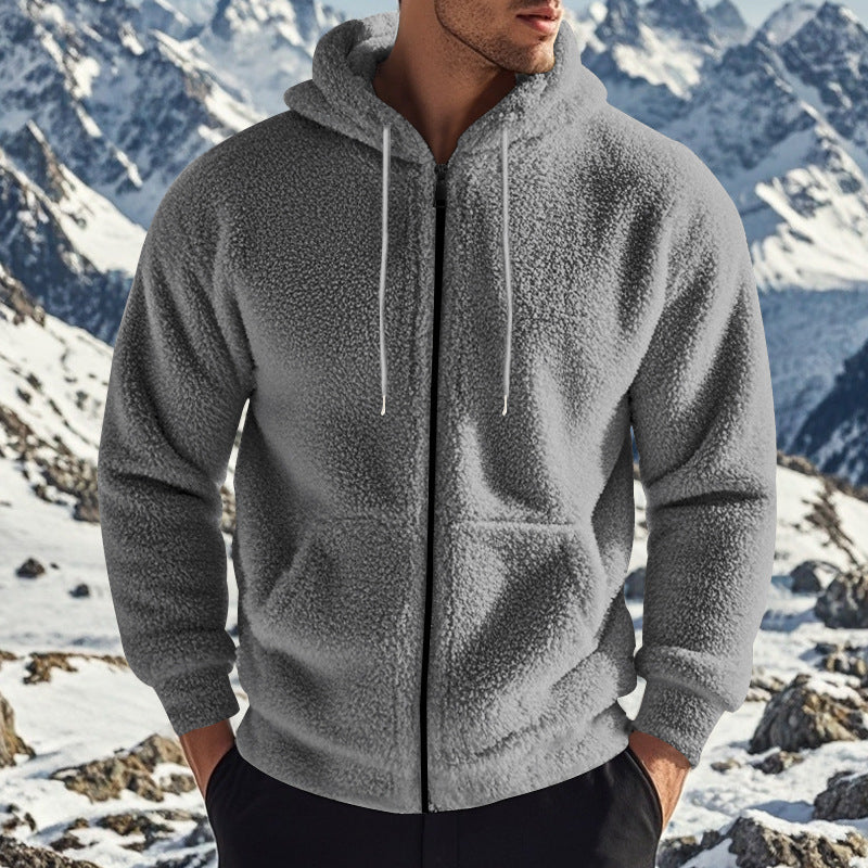 Herren Fleece Kapuzenjacke mit praktischen Taschen und modernem Schnitt Aliams
