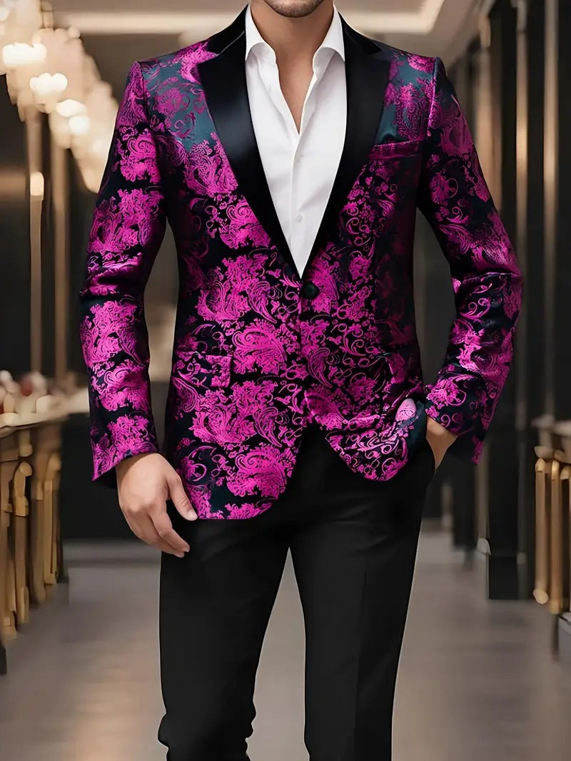 Herren extravagantes Paillettenblazer mit floralem Design Aliams
